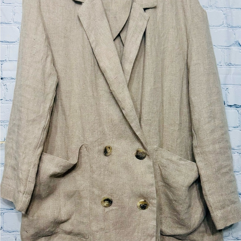 Zara Beige Double-Breasted Blazer